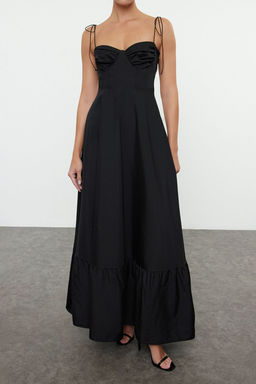 TRENDYOLMILLA Beyaz Drape Detayl? Dokuma Maxi Elbise TWOSS24EL01128 фото 10