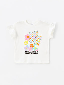 Bisiklet Yaka Bask?l? K?sa Kollu K?z ?ocuk ?ortlu Pijama Tak?m? - Waikiki фото 2