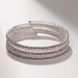 Браслет «Жемчуг» мелкий со стразами, d=5.5, белый в серебре