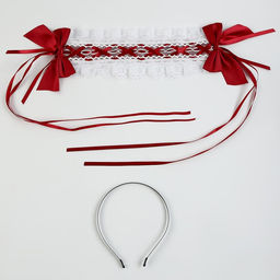 Карнавальная повязка Лолита, красная с белой тесьмой