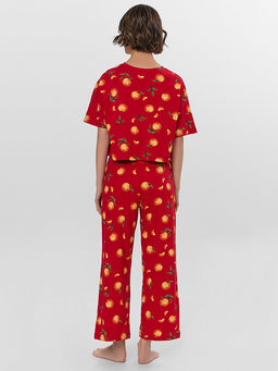 Комплект домашний женский красный с мандаринами