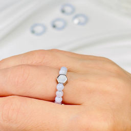 Кольцо на резинке из Голубого агата 15 р.