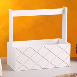 Подарочный ящик «Эллада», 25×12.5×25 см, деревянный, с ручкой, белый