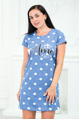 Туника женская из кулирки Медея горох голубой - Амадэль фото 3