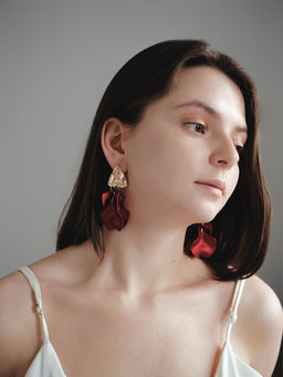 Серьги ассорти Ветер мятые треугольники, цвет красно-золотой