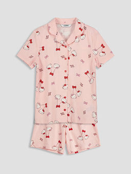 Hello Kitty Bask?l? K?z ?ocuk ?ortlu Pijama Tak?m?