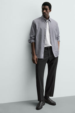 PANTAL?N CON LANA REGULAR FIT NON IRON / Negro - Zara фото 5