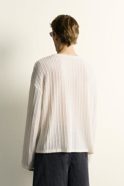 CAMISETA RELAXED FIT TEXTURA / Blanco - Zara фото 3