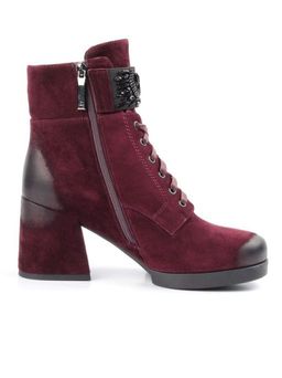 04-R135-2 BURGUNDY Ботинки зимние женские (натуральная замша, натуральный мех) - Фабричный китай фото 7
