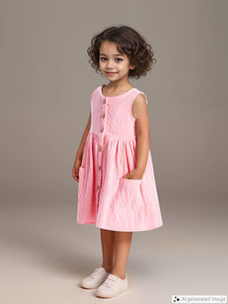 Bisiklet Yaka Kolsuz Basic K?z ?ocuk Elbise