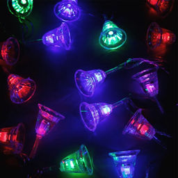 Гирлянда Нить 5 м с насадками Колокольчики, IP20, прозрачная нить, 20 LED, свечение мульти (RG/RB), мигание, 220 В - Luazon lighting фото 2