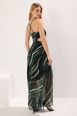 TRENDYOLMILLA Cok Renkli A Kesim Astarl? Pencere/Cut Out Detayl? Cicek Desenli Maxi Dokuma Elbise TWOSS20EL1270  фото 23