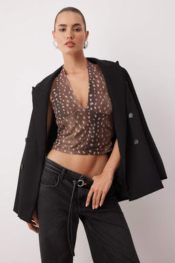 Animal Desenli Vucuda Oturan Orme Party Bluz TPRAW26BZ00024 - Trendyolmilla фото 2