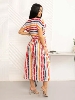 Платье женское, цвет красный оранжевый белый