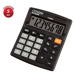 Калькулятор настольный CITIZEN SDC-805NR, 8-разрядный, 120*105мм, черный