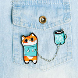 Цена за 2 шт. Значки на цепочке Котик, 8?12 см, набор 2 шт.