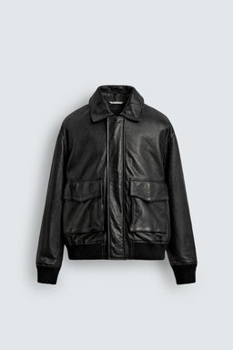 CAZADORA RELAXED FIT PIEL / Negro - Zara фото 7