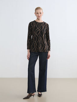 Bisiklet Yaka Desenli Bluz