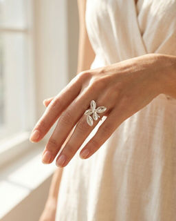 Кольцо с белым серебрением