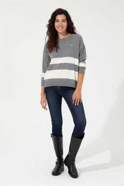 Женский серый меланжевый свитер с круглым вырезом Неожиданная скидка в корзине - U.s. polo assn фото 4