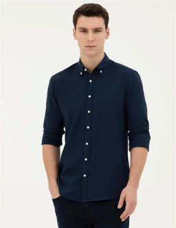 Lacivert Slim Fit Uzun Kollu G_mlek - Pierre cardin фото 3