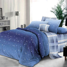 Простыня на резинке 160*200 см, поплин, борт 25 см (Ночное небо (компаньон))