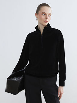 Dik Yaka Fitilli Kad?n Sweatshirt