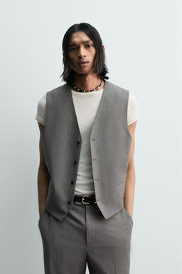 LIMITED EDITION STRIPED STRUCTURE SUIT WAISTCOAT - Zara фото 11