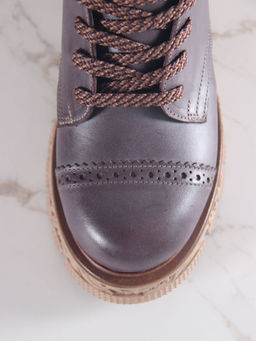 Ботинки 319.PODYUM141br.Вакса коричневая/шерсть