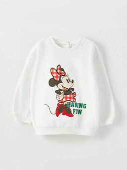 Bisiklet Yaka Uzun Kollu Minnie Mouse Bask?l? K?z Bebek Sweatshirt ve E?ofman Alt 2li Tak?m - Waikiki фото 2