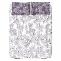 Простыня 1,5 спальная на резинке "Веточки" К 120х200см, свесы 29см, поплин 115г/м2, хлопок 100%, упаковка "классическая" ПВХ 28х41см, "Домашняя мода" (Россия)