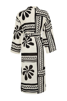 Plaj Giyim %100 Pamuk Cicek Desenli Dokuma Kusakl? Maxi Kimono&Kaftan TBESS24KM00013