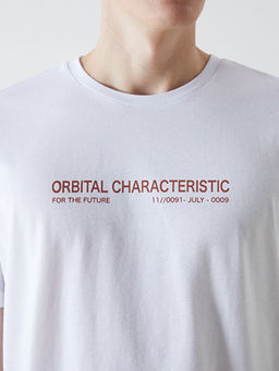 Bisiklet Yaka Bask?l? Penye Erkek Ti??rt