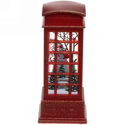Сувенир с подсветкой Christmas "Телефонная будка - Снеговик с подарком" 12,5х5,3х5,3 см