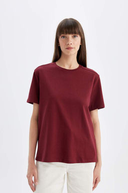 Женская повседневная базовая футболка с круглым вырезом стандартного кроя премиум-класса с короткими рукавами