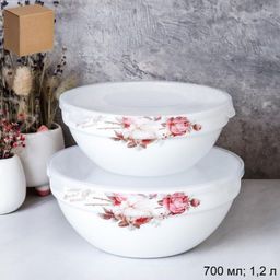 Салатник с крышкой 2 предмета / GRAY-SW2A (6916) /уп 18/ серия Чайная роза