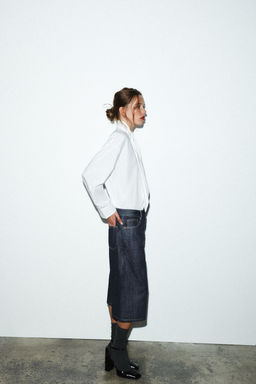 TRF MID-WAIST DENIM JORTS BERMUDA SHORTS - Zara фото 4