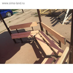 Беседка для дачи «Семейная», 2.5×2.5×2.35 м, металл, 5 скамей, с красным тентом