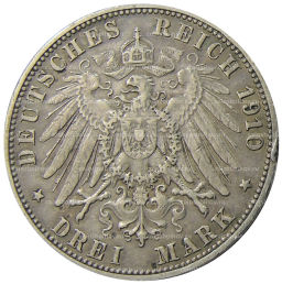 3 марки 1910 года F Германия (Вюртемберг)