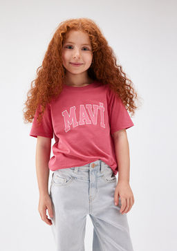 Mavi Logo Bask?l? Pembe Tisort