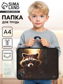 Папка для труда, А4, пластиковая, 33×26×7.5 см «Енот»