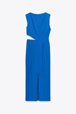 CUT-OUT MIDI DRESS WITH LINEN - Zara фото 13