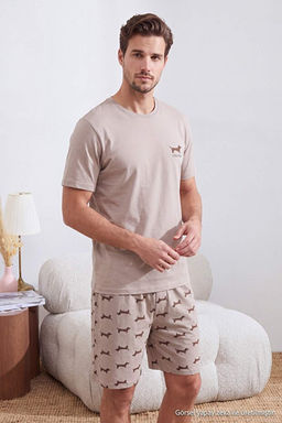 Vizon Regular Fit K_pek Bask_l_ %100 Pamuk Yazl_k _rme Pijama Tak_m_ TMNSS26PT00063