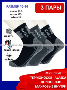 Цена за 3 пар. 3 ПАРЫ - "АЛЯСКА" Термоноски зимние спортивные ВНУТРИ МАХРА мужские арт.1268 41-47 (фактически 40-44)