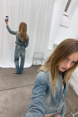 CHAQUETA DENIM TRF CREMALLERA / Marino