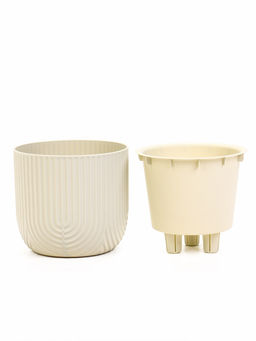 Кашпо для цветов «Рамона», 1.9 л, d=18 см, h=16.5 см, со вставкой, пластиковое, белое