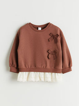 Bisiklet Yaka K?z Bebek Sweatshirt