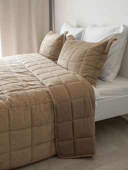 Покрывало вельвет 240x260 бежевый вельвет