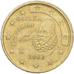 Монета 10 евроцентов 2002 года Испания