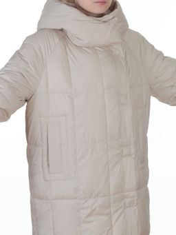 8892 LT. BEIGE Пальто зимнее женское (200 гр. холлофайбер)